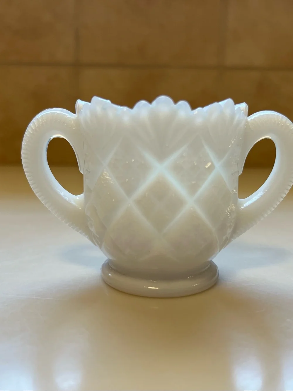 Vintage Westmoreland Milk Glass 3-piece breakfast set - Old Quilt pattern